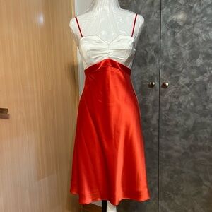 Elegant Red and White Satin Dress